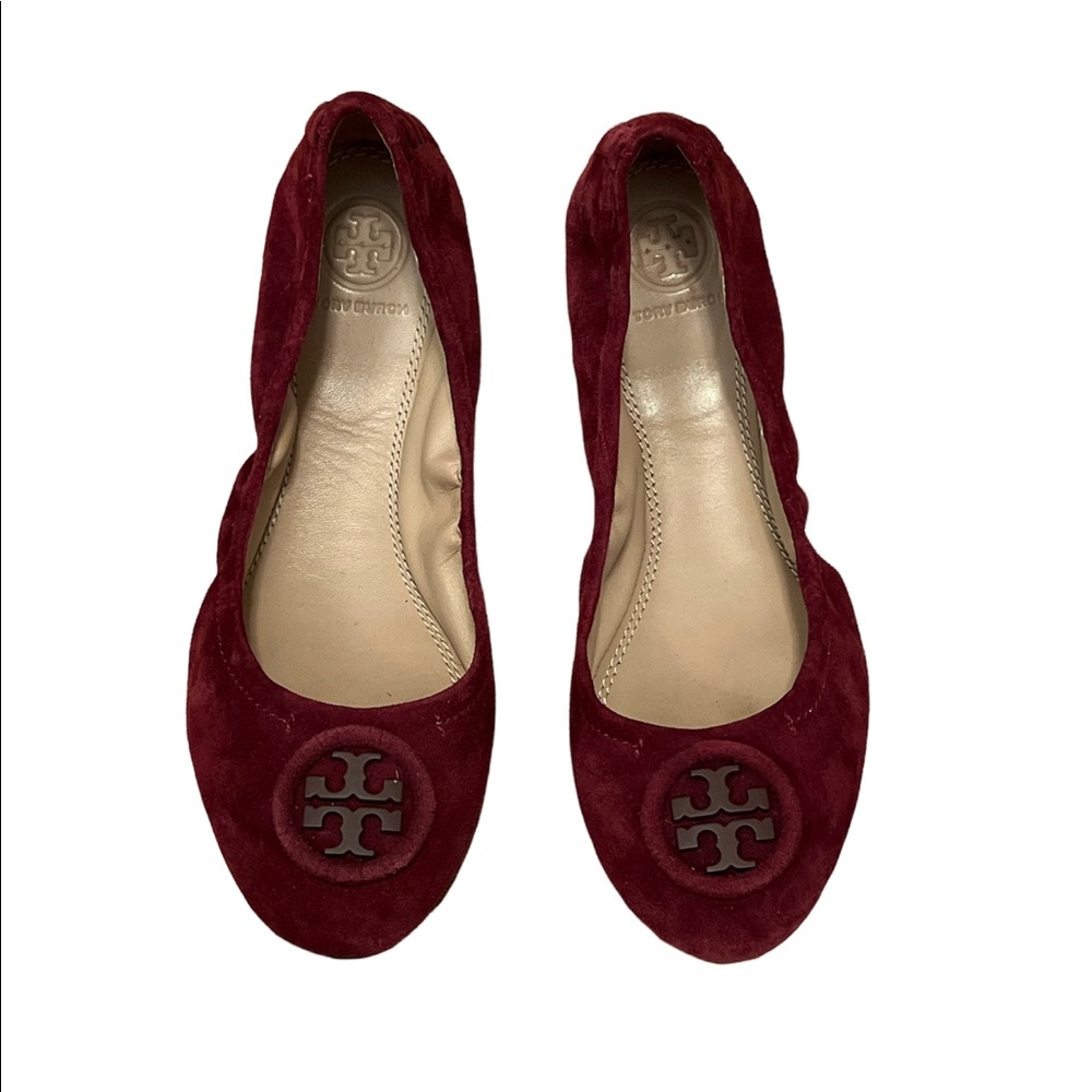 Tory Burch Burgundy Minnie Ballet Flats